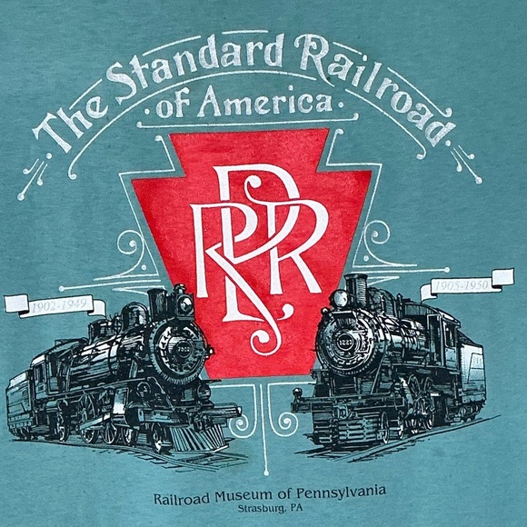 Standard Railroad of America Train Museum Graphic Short Sleeve Tee Shirt Teal S - Picture 2 of 12
